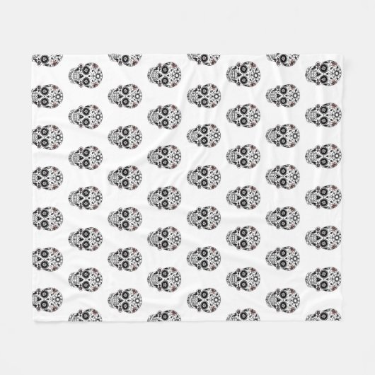 Zwart-witte suiker schedel Mexicaanse Fiesta Moder Fleece Deken (Voorkant (Horizontaal))