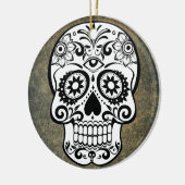 Zwart-witte suiker Schildertje Rond Ornament (Links)