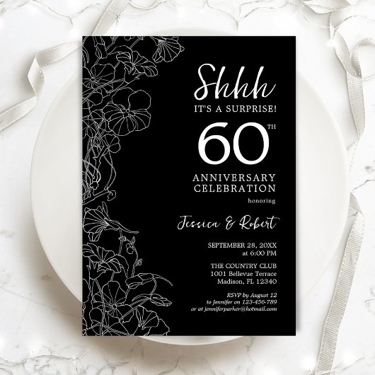 Zwart Witte Surprise 60ste verjaardag Kaart
