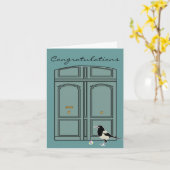 Zwart-witte taart door turkooise franse deuren kaart (Gele Bloem)