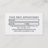 Zwart-witte tand Logo, tandartsafspraak Visitekaartje (Achterkant)