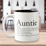 Zwart-witte tante, definitie van tante tweekleurige koffiemok<br><div class="desc">Pas je tante of tante aan om een unieke gave te creëer. Een perfecte manier om haar te shows hoe geweldig ze elke dag is. Ontworpen door: Thisnotme©</div>