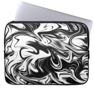 Zwart-witte tapijtmarmer, laptophoes laptop sleeve