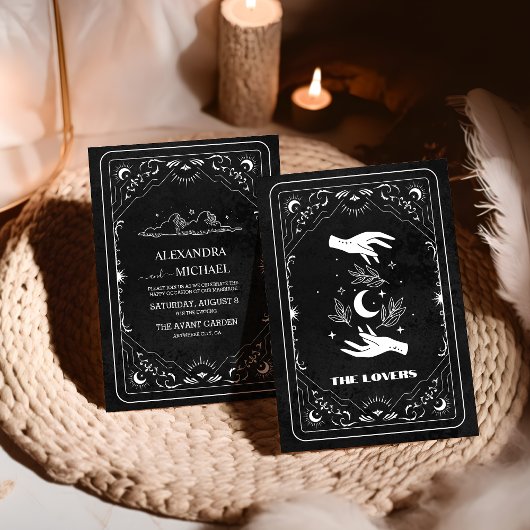 Zwart Witte Tarot De Geliefden Trouwdag Kaart