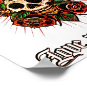 Zwart-witte tattoo schedel en afbeeldingen van roz poster (Hoek)