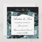 Zwart Witte Teal Bewaar De Datum Save The Date (Voorkant)