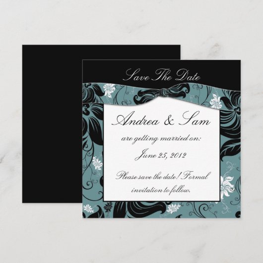 Zwart Witte Teal Save The Date (Voorkant / Achterkant)