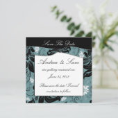 Zwart Witte Teal Save The Date (Staand voorkant)