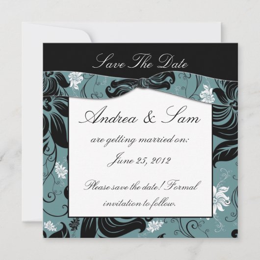 Zwart Witte Teal Save The Date (Voorkant)
