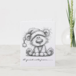 Zwart-witte teddybeer notitiekaartje