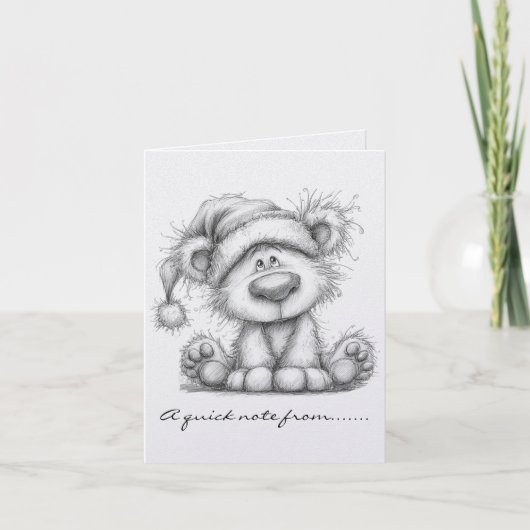 Zwart-witte teddybeer notitiekaartje (Voorkant)
