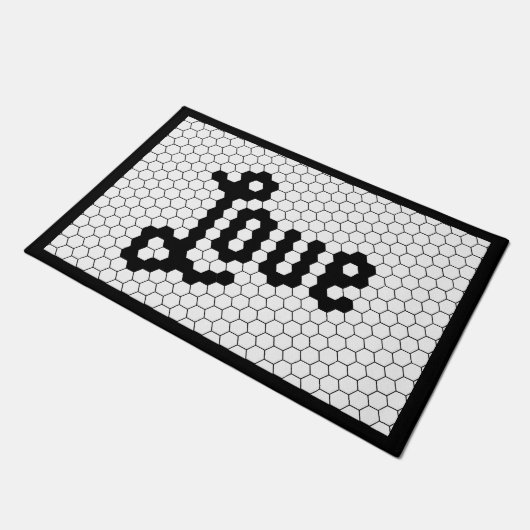 Zwart-witte Tegel Design Love Deurmat (Schuin)