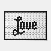 Zwart-witte  Tegel Design Love Deurmat (Voorkant)