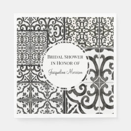 Zwart Witte Tegel Patroon Rustiek Boerderij Vrijge Servet