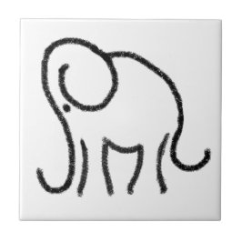 Zwart-witte tegels met gestileerde elefantembleem tegeltje