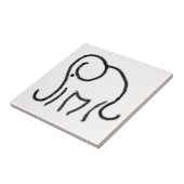 Zwart-witte tegels met gestileerde elefantembleem tegeltje (Zijkant)