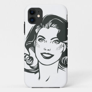 Zwart-witte Tekening 2 van Supergirl iPhone 11 Hoesje