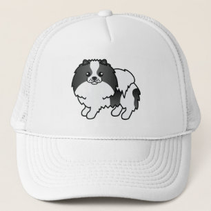 Zwart-witte tekening van een Pomeranian hond Trucker Pet