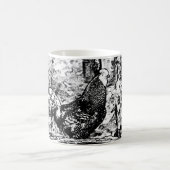 Zwart-witte tekening van Rooster op Mok (Center)