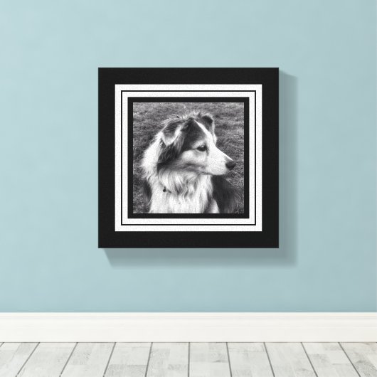 Zwart-witte telefoon Pic Mini Size Canvas Afdruk (Insitu (Houten vloer))