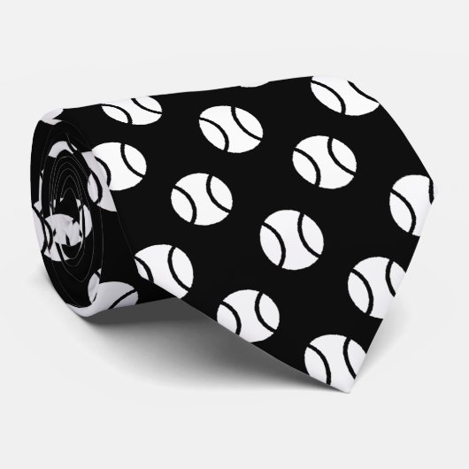 Zwart-witte tennis Vaderdag cadeau Stropdas (Opgerold)