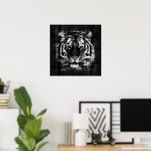 Zwart-witte Tiger Vintage-affiches Poster (Thuiskantoor)
