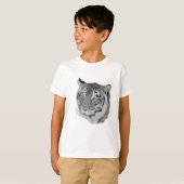 Zwart-witte tijger afbeelding van grote kat t-shirt (Voorkant volledig)