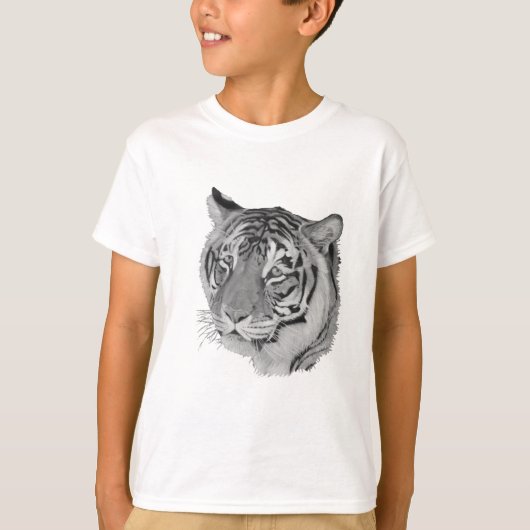 Zwart-witte tijger afbeelding van grote kat t-shirt (Voorkant)