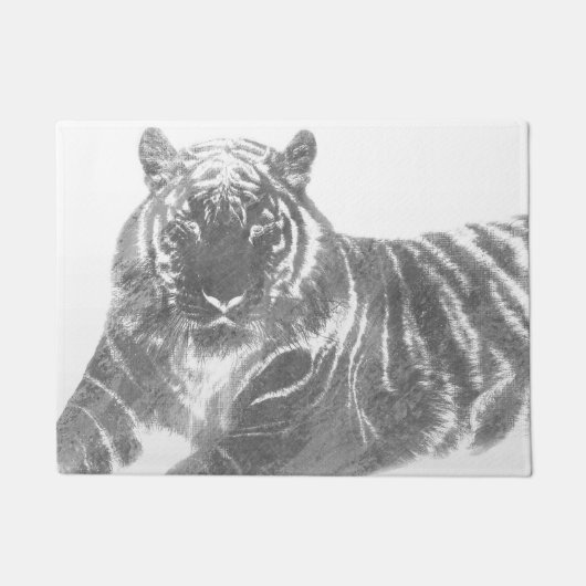 Zwart-Witte Tijger Deurmat (Voorkant)