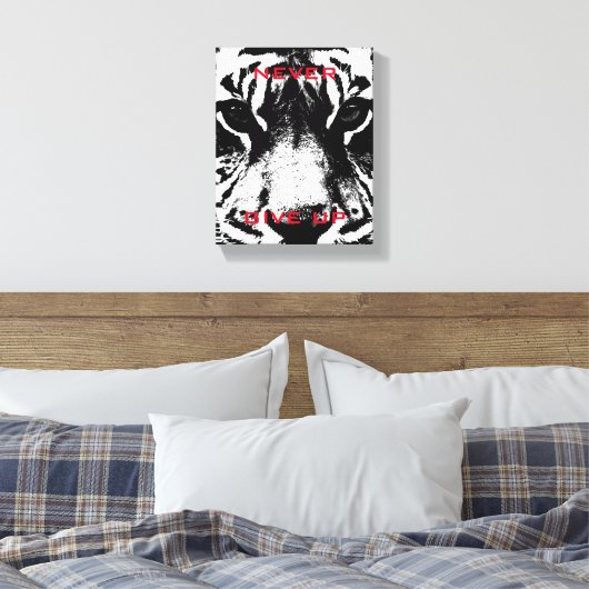Zwart-witte tijger geeft nooit Motivatie op Canvas Afdruk (Insitu (Slaapkamer))