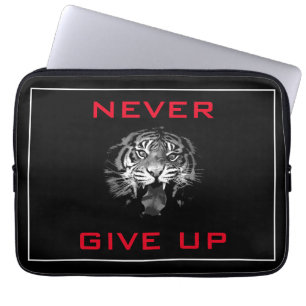 Zwart-witte tijger geeft nooit Motivatie op Laptop Sleeve