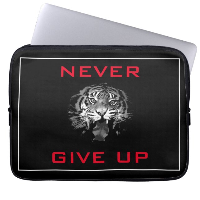 Zwart-witte tijger geeft nooit Motivatie op Laptop Sleeve (Voorkant)