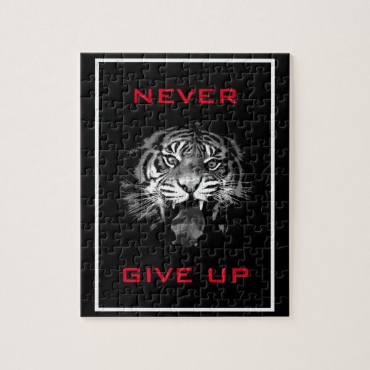 Zwart-witte tijger geeft nooit Motivatie op Legpuzzel (Verticaal)