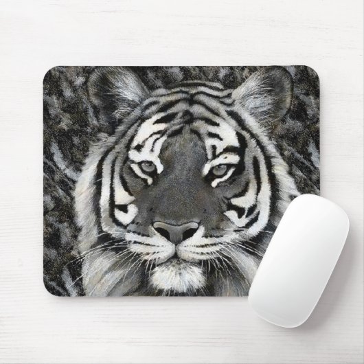 Zwart-witte tijger Mousepad Muismat (Met muis)