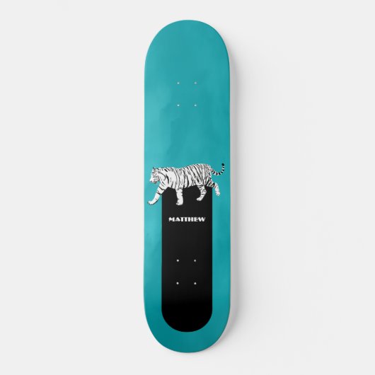Zwart-witte tijger op Blauwgroen persoonlijk Persoonlijk Skateboard (Voorkant)