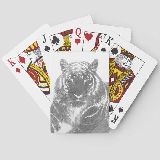 Zwart-Witte Tijger Pokerkaarten (Achterkant)