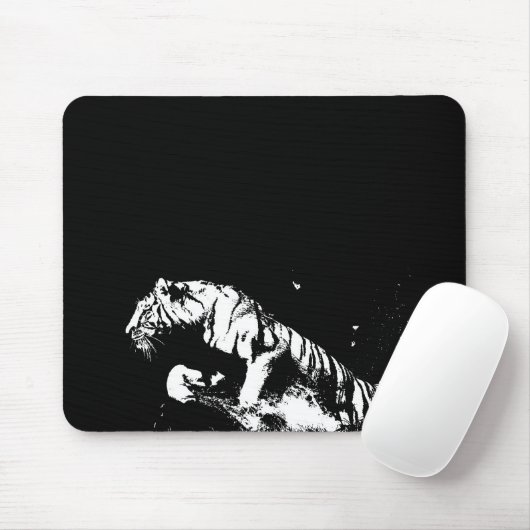 Zwart-witte tijger Pop Art Mousepad Muismat (Met muis)
