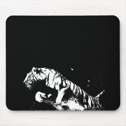 Zwart-witte tijger Pop Art Mousepad Muismat (Voorkant)
