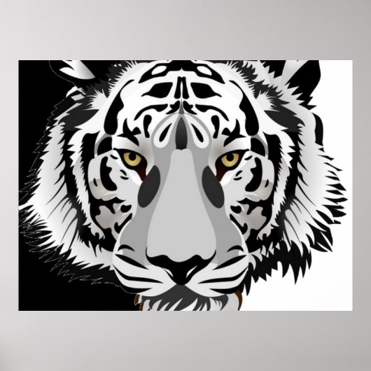 Zwart Witte Tijger Poster (Voorkant)