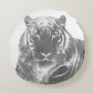 Zwart-Witte Tijger Rond Kussen