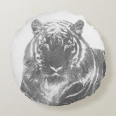 Zwart-Witte Tijger Rond Kussen (Achterkant)