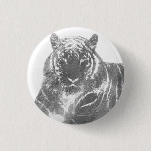 Zwart-Witte Tijger Ronde Button 3,2 Cm