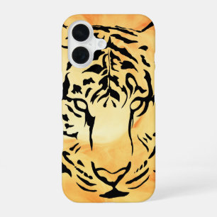 Zwart-Witte Tijger Silhouet iPhone 16 Hoesje