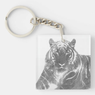 Zwart-Witte Tijger Sleutelhanger