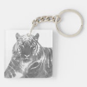 Zwart-Witte Tijger Sleutelhanger (Achterkant)