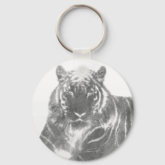 Zwart-Witte Tijger Sleutelhanger