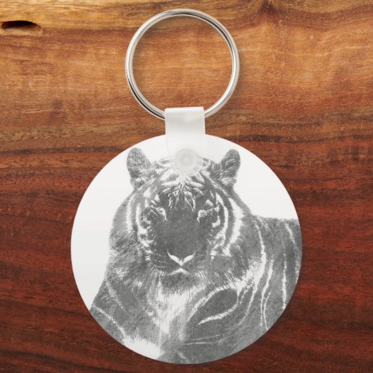 Zwart-Witte Tijger Sleutelhanger (Achterkant)