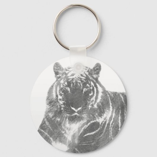 Zwart-Witte Tijger Sleutelhanger (Achterkant)