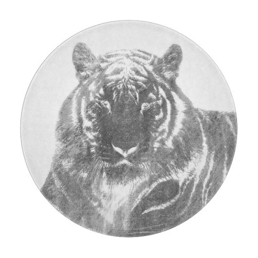 Zwart-Witte Tijger Snijplank (Voorkant)