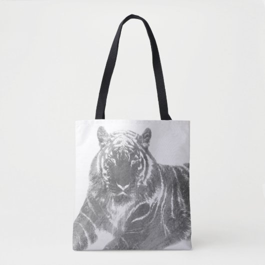 Zwart-Witte Tijger Tote Bag (Voorkant)